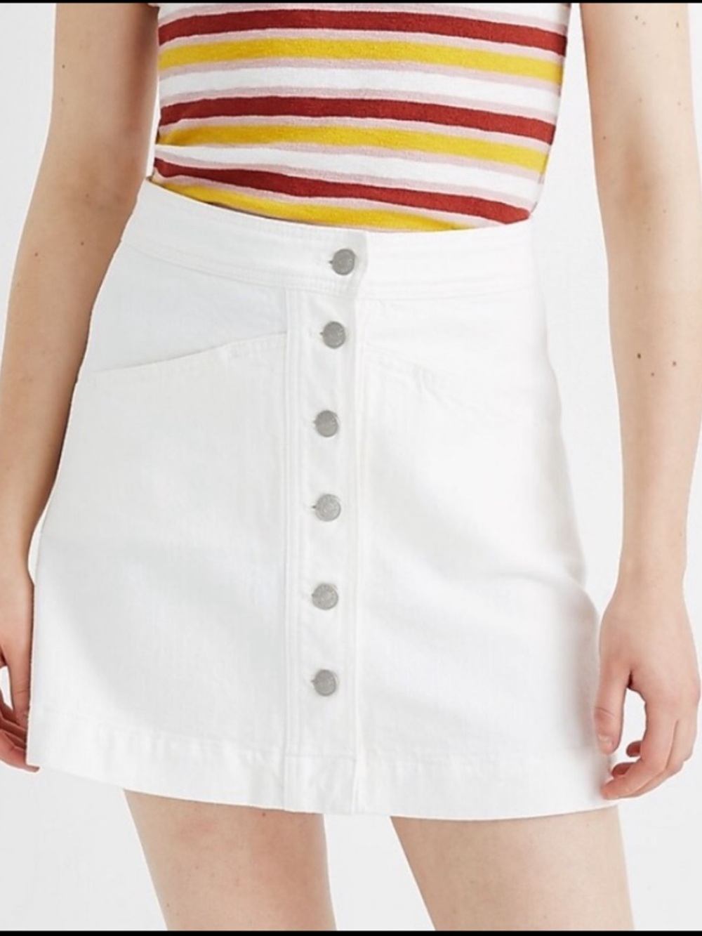 Madewell stretch A-line white denim shirt size 4